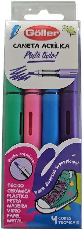 CANETA PINTA TUDO ACRILICA C/4 PCS